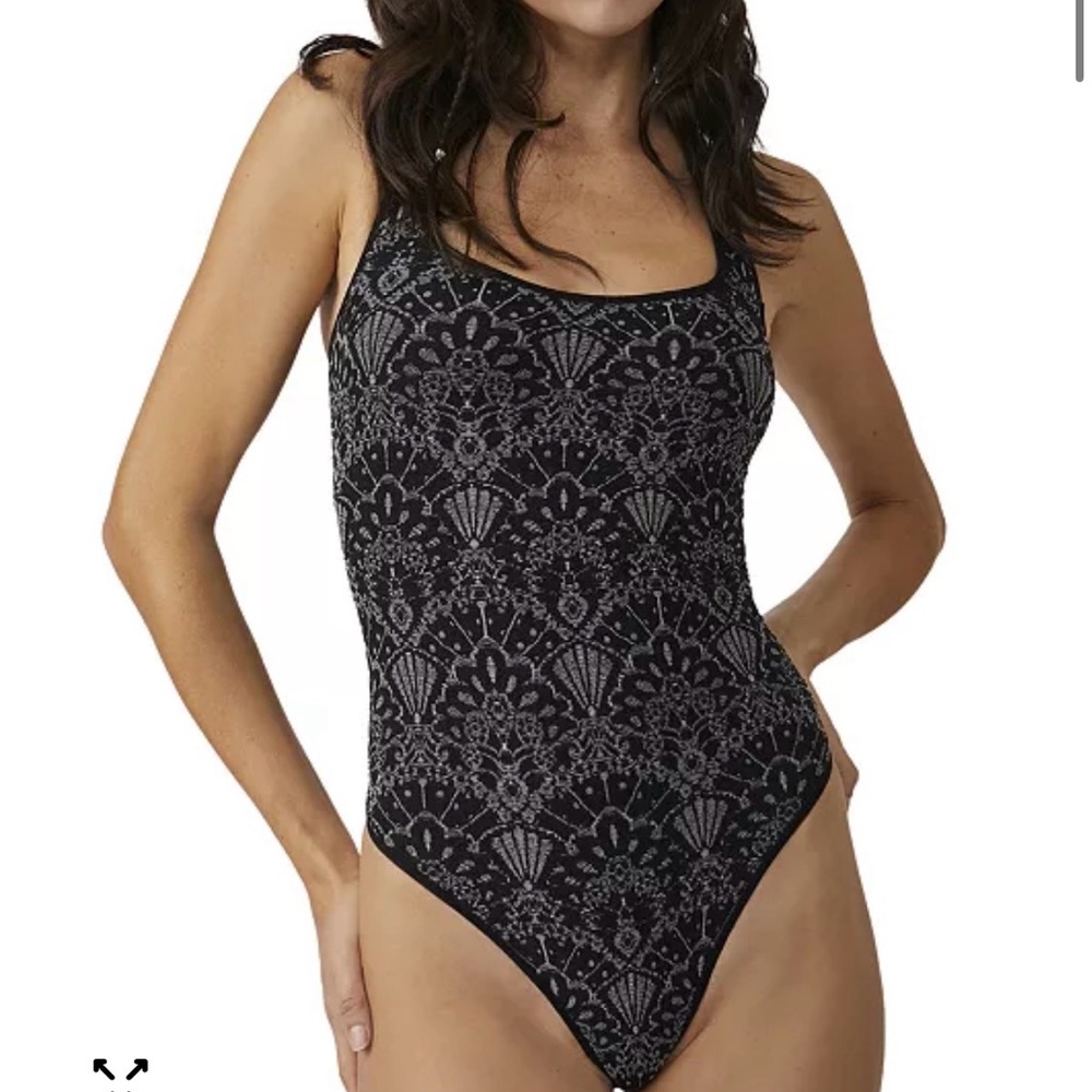Free People ‘With Love’ Black Lace Backless Bodysuit
